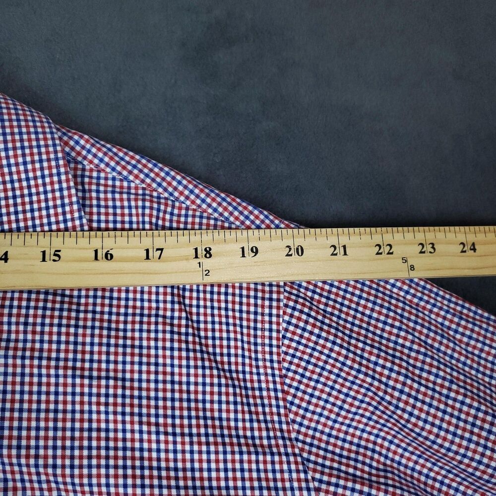 J.Hilburn Shirt Mens 3XL Red White Blue Gingham Long Sleeve Dress Shirt Classic - Picture 12 of 16
